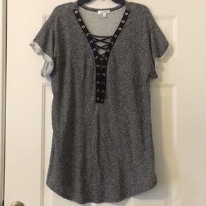 Grey lace up shirt
